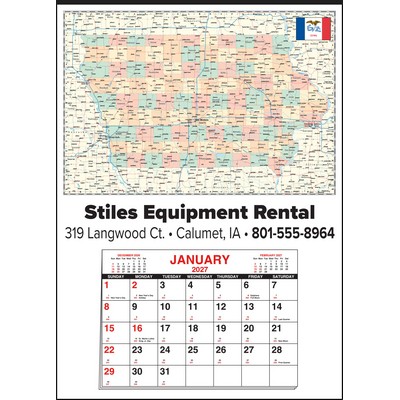 Small Iowa State Map Full Apron Calendar