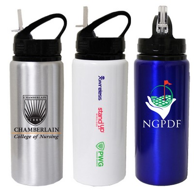 22 Oz. Wide Mouth Aluminum Water Bottle with Straw Drink Spout