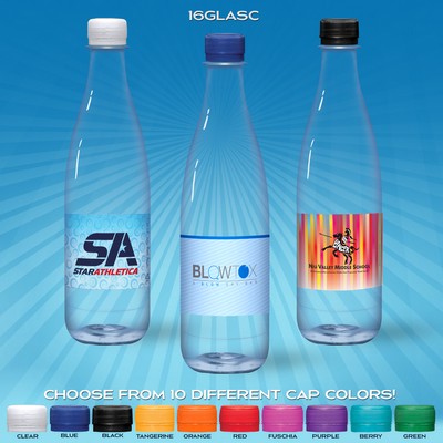 16.9 Oz. Custom Labeled Water in Clear "Glastic" Bottle w/Flat Cap