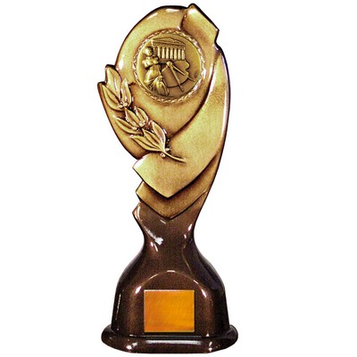 Stock Classic 12" Trophy with a 2" Arts Coin with Engraving Plate