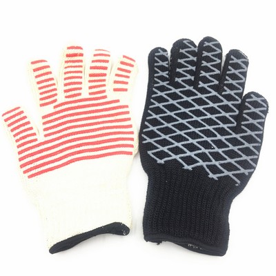 Barbecue Heat-Resistant Glove in Piece With Double Sides Silicone Dispensing
