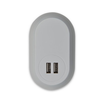 Dual USB 5V2A Quick Wall Charger/Adapter w/LED Night Light
