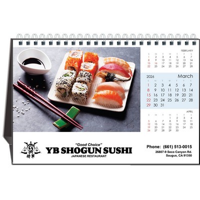 Sushi Time 2026 Desktop Calendar w/Full Color Hardboard Easel