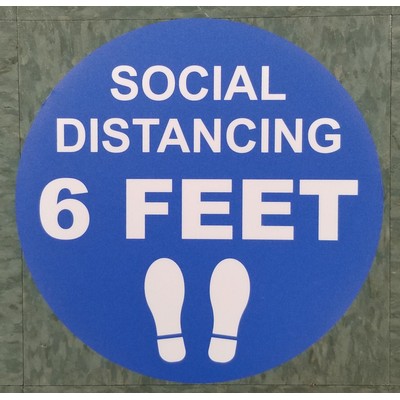 Blue Social Distancing 6' Apart Stock Floor Decal Large