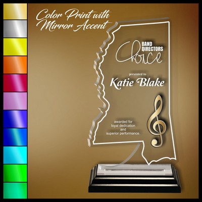 8" Mississippi Clear Acrylic Award with Color Print and Mirror Accent