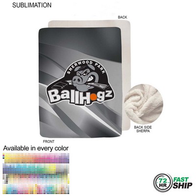 72 Hr Fast Ship - Sherpa Faux Wool Lined Micro Mink Throw, Sublimated Edge to Edge 1 Side (60"x80")