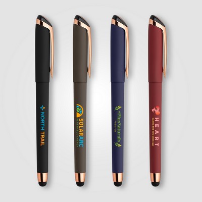 Gazelle Gel Softy Rose Gold Pen w/ Stylus - Full-Color Inkjet