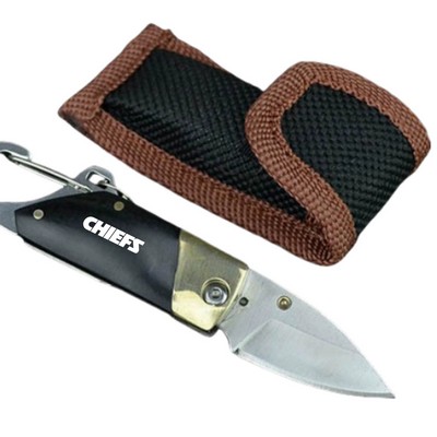 Stainless Steel Folding Pocket Knife with Key Chain