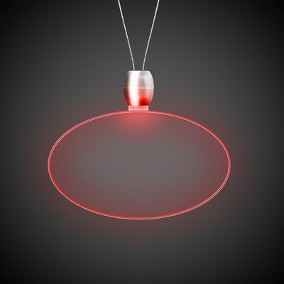 24" Red Oval Light-Up Pendant Necklace(Laser Engraved)