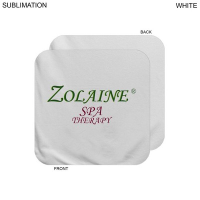 Plush and Soft White Velour Terry Cotton Blend Face Cloth, Sublimated Full color logo (12"x12")