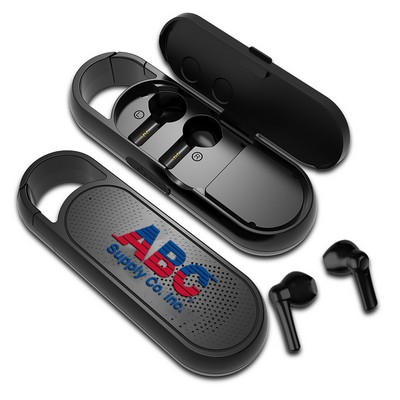 Wireless Earbuds And Bluetooth Speaker Combo With Integrated Charging Case
