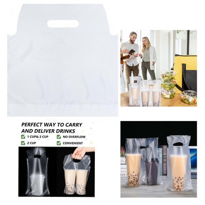 12.2 x 10.2" Clear Double Cup Plastic Bag With Handle