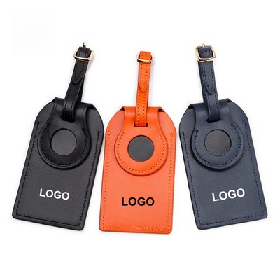 Genuine Leather Luggage Tags With Mini Tracker Holder