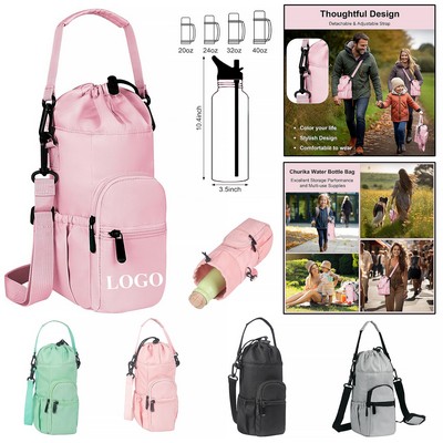 32 Oz./40 Oz. Insulated Water Bottle Bag w/Adjustable Shoulder Hand Strap