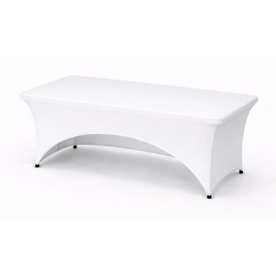 4' Open Back White Fitted Table cover w/ front logo