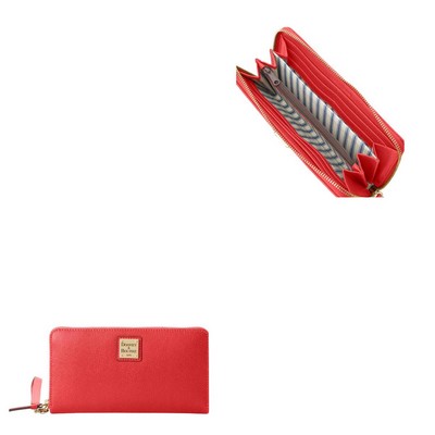 Dooney & Bourke Saffiano Large Zip Around Wristlet - Tomato Red