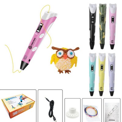 3D Printing Pen w/ PLA Filament, Stencil Book & Project Guide, Charger
