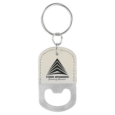 Oval Leatherette Bottle Opener Keychain