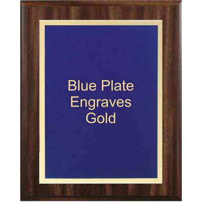 Walnut Plaque 6" x 8" - Blue/Gold - 4" x 6" Simplicity Plate