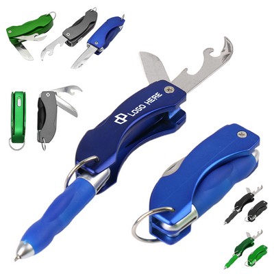 Multifunction Led Light Pen W/ Carabiner And Bottle Opener