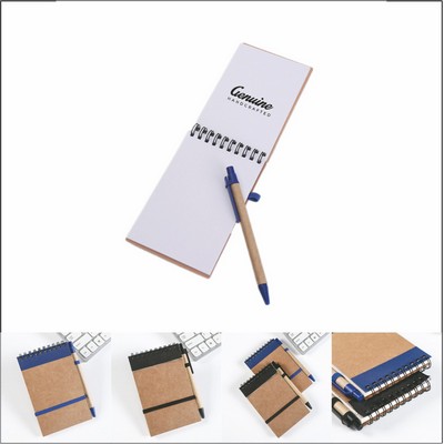 Eco-Friendly Spiral Notebook Set with Recycled Pen