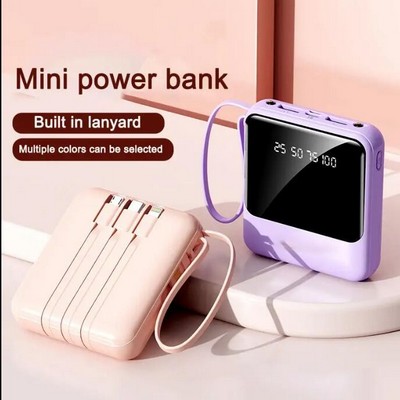 Small Portable Charger 20000mah Keychain Power Bank with Cables