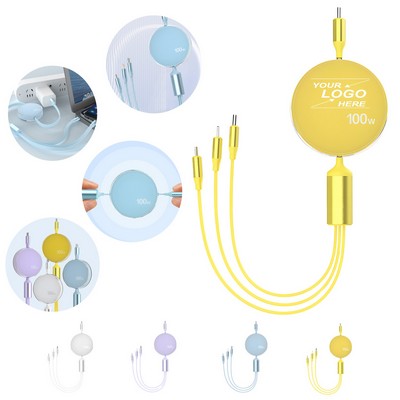 3-in-1 Retractable USB C Cable 100W Fast Charging for Multiple Devices