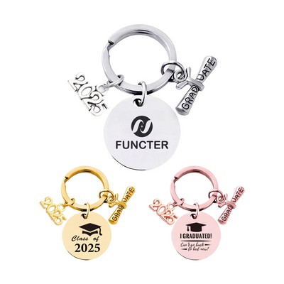 Custom Engraved Graduation Metal Round Key Chain