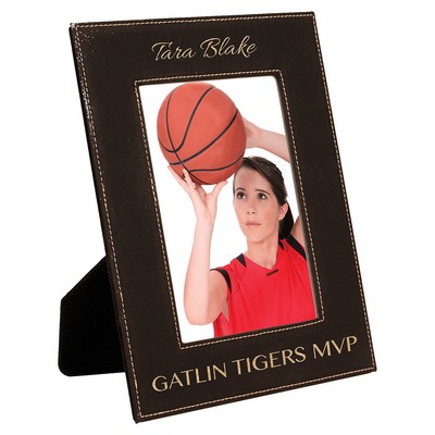5" x 7" Black/Gold Leatherette Photo Frame