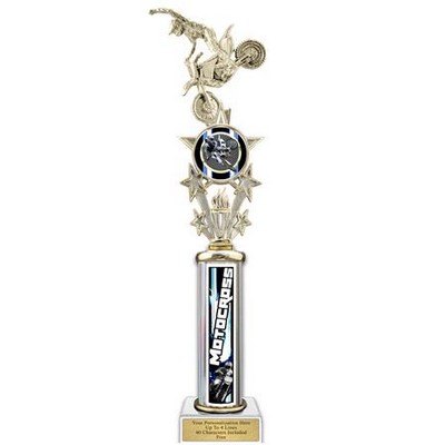 18" Action Matrix Blue Motocross 1 Column Trophy