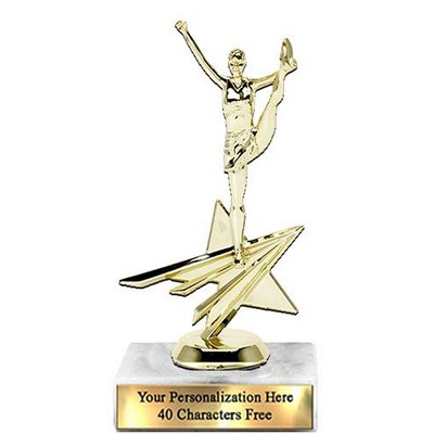 Trophy 7", 2X3 White Marble Base, Star Figure Cheerleader