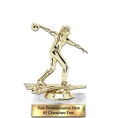Trophy 7", 2X3 White Marble Base, Star Figure Gold Female