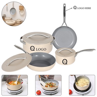 7-Piece Ceramic-Coated Aluminum Pots Cookware Set