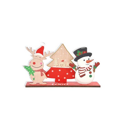 Wooden Reindeer Christmas Tree Snowman Ornament