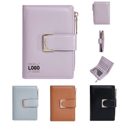 Exquisite short buckle multi card slot women's wallet