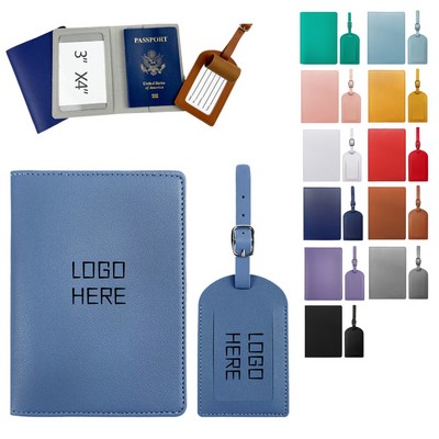PU Leather Passport Holder and Luggage Tag Set