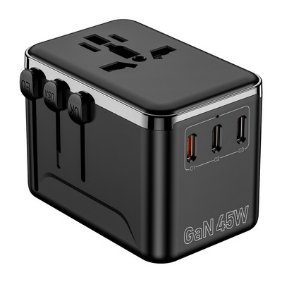 WORLD Universal Adaptor GAN 45W / USB & 3 TYPE C PORTS