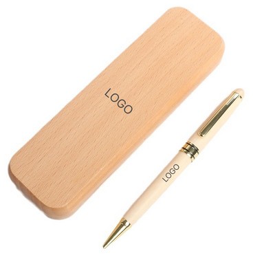Maple Signature Pen and Beech Wood Gift Box Set Creative Engraved Wooden Ballpoint Pen