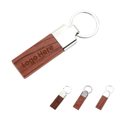 Beech Wooden Metal Key Chain