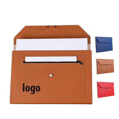 A4 Premium PU Leather Document Envelope, File Organizer