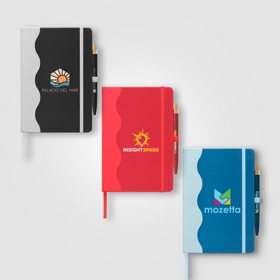 Grete Recycled Wave Pattern Journal Pen Set - A5 - Full-Color Inkjet