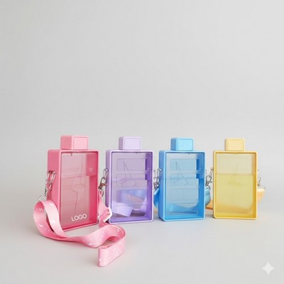 Large Capacity Square Sports Bottle Portable Crossbody Water Flask with Adjustable Strap
