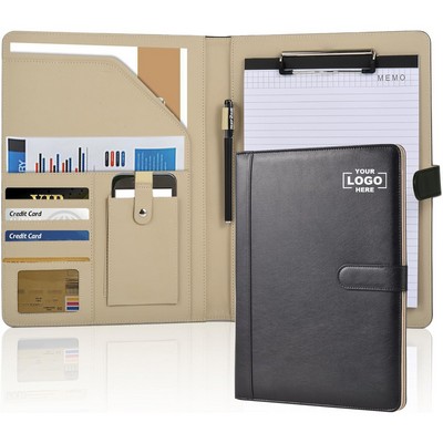 PU Leather A4 Padfolio with Notepad & Pen, Business Portfolio Folder