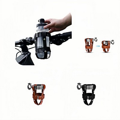Promotional Adjustable Telescopic PU Leather Bicycle Drinking Cup Holder