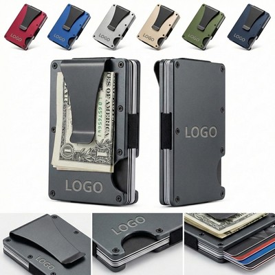 Elastic Aluminum Alloy RFID Blocking Card Wallet with Money Clip
