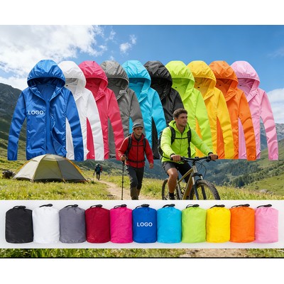 Custom Hooded Drawstring Outdoor Anorak with pouch