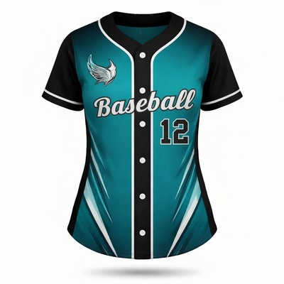 Women's Bee Eye Mesh Full Button Baseball Jersey 150 GSM