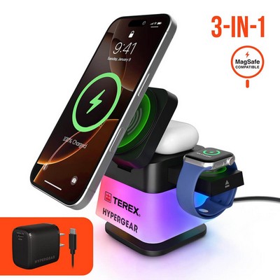 Hypergear PowerFold Cube 3-in-1 Wireless Charging Stand with 15W Magnetic Wireless Fast Charge