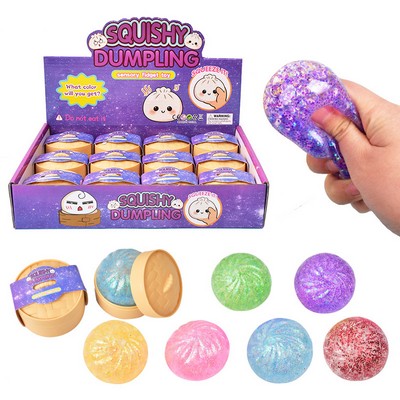 Glitter Dumpling Stress Relief Ball Colorful Shimmer Squeeze Toy Squishy Fidget Bun for Anxiety