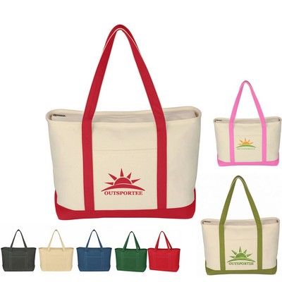Large 24 Oz. Heavy Cotton Yacht Boat Tote Bag with Zipper